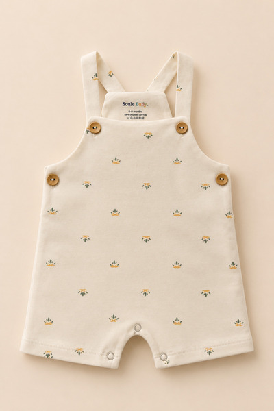 souleessentials Soule Baby Organik Pamuklu Çiçek Desenli Askılı Bebek Tulum –...