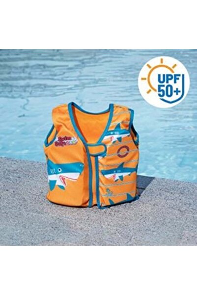 BESTWAY Orange Blue Foam Swim Vest with Shark Pattern (1-3 Years/11-19 kg) -