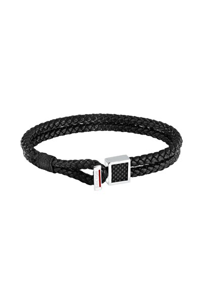 Sector Bandy bracelet, black genuine Leather , stainless steel, length 21cm, ...