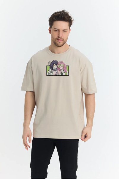 FAUNION Unisex Oversize Embroidered Demon Slayer Obanai & Mitsuri Anime Desig...