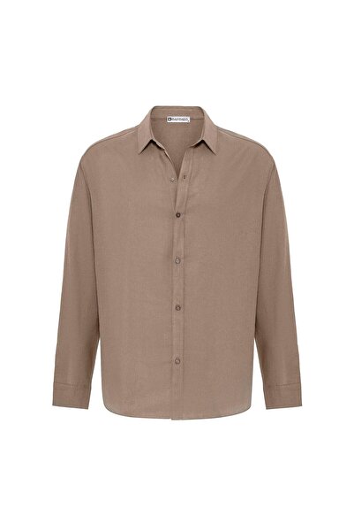 S13 Store Basic Oversize Uzun Kollu Keten Gömlek
