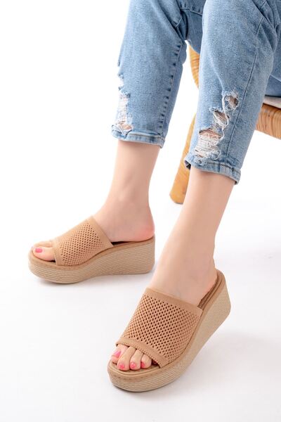Zerenyus Zri̇n-460 Premium Nut Knitwear Daily Orthopedic Wedge Heel Women's S...