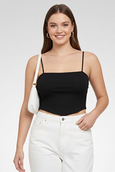 Don't Call Me Jennyfer Women Square Neck Sleeveless Solid Tank Top, Black