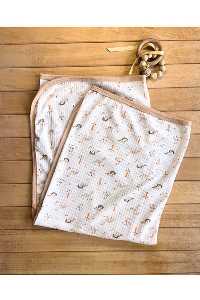 Berço Natural Lion and Carrot Patterned Cotton 80X90 cm Single Layer Combed Cotton Baby Blanket