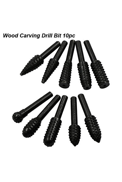 Choice1 Wood Carving Bit 10p Wood Carving Rasp Drill Bits 1/4 Shank Rotary Fi...