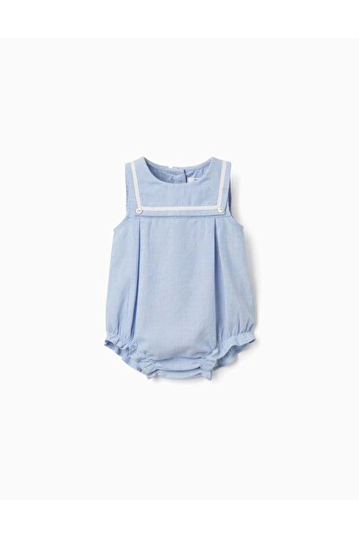 Ziddy Cotton Romper With Sailor Collar For Newborns Light Blue