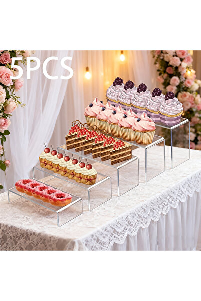 Choice transparent 5pcs Acrylic Dessert Display Stand Durable U-shaped displa...