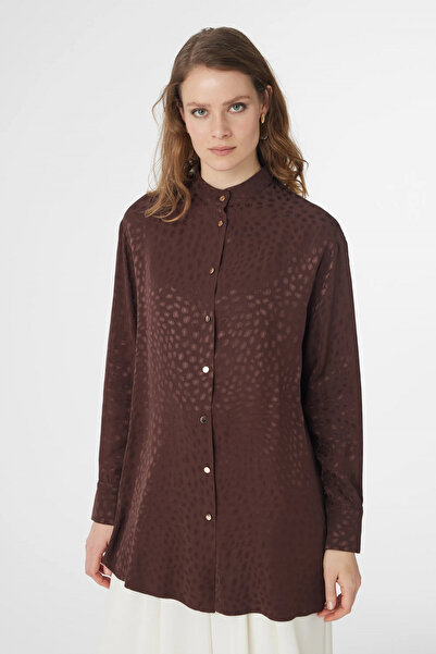 Zühre Hakim Collar Buttoned Patterned Brown Shirt 0124