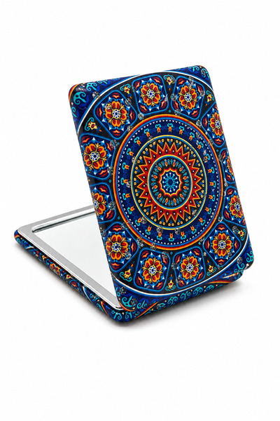 MakeWell Mandala Desenli Çift Taraflı Büyüteçli Cep Aynası – Katlanabilir Mak...