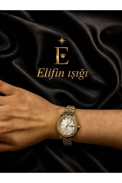 Elifin ışığı ✨ Taş Detaylı Gold Kadın Kol Saati