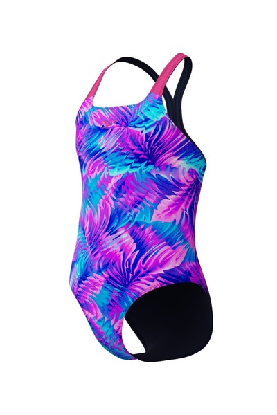 SPEEDO Costum de baie pentru fete Allover Powerback (Albastru-Roz)