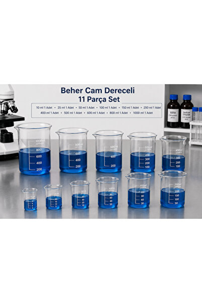 Labolist Beher Cam Dereceli 10 ml 1 Adet, 25 ml 1 Adet,50 ml 1 Adet, 100 ml 1...