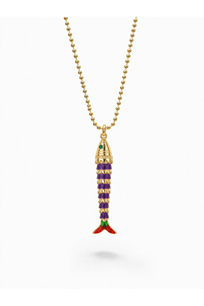 Vi store Steel Purple Fish Luck Necklace