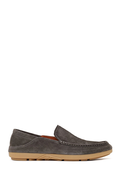 Derimod Men's Anthracite Suede Leather Loafer 26Sfd697910