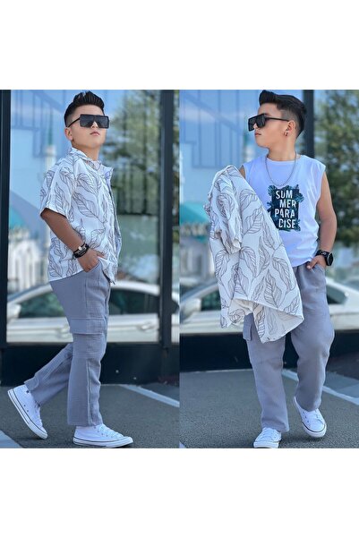 zavera for kids Boy's Oversize Summer Muslin Camouflage Embroidery Detailed 3...