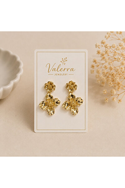 VALERRA Gold Çiçek Tasarımlı Premium Kadın Küpe