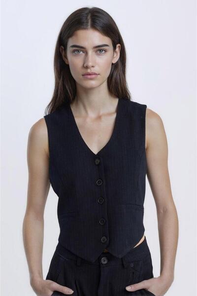 DeFacto V-Neck Striped Buttoned Blazer Vest (24 Au)