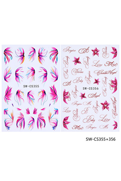 choice2 SW-CS355 356 2pcs Geometry Flower Leaf Nail Stickers Summer Blooming ...
