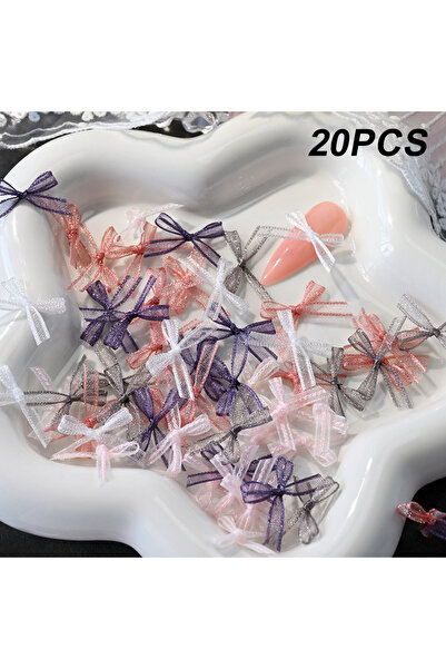 Choice5 ZCF164-Mix 20Pcs 3D Organza Lace Ribbon/Bowknot Nail Charms Mini Sati...