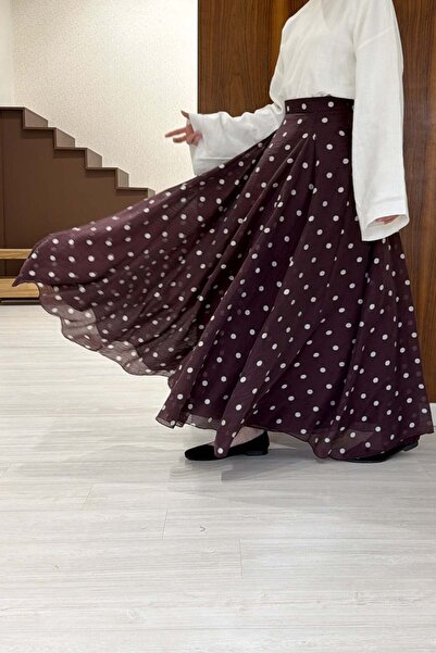 Faya Boutique Mürdüm Terra Puantiye Etek