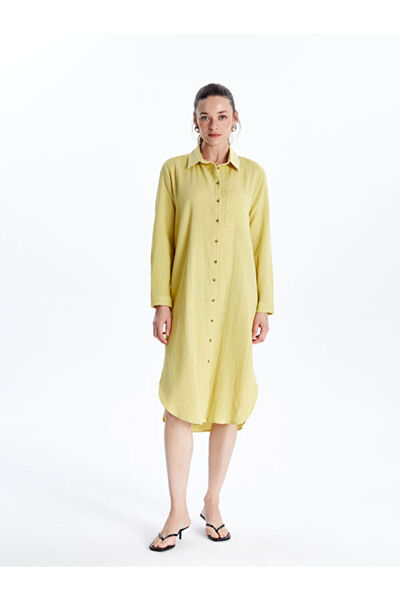 LC Waikiki Sparkling Choices Textured Muslin Shirt Dress from Shining Store