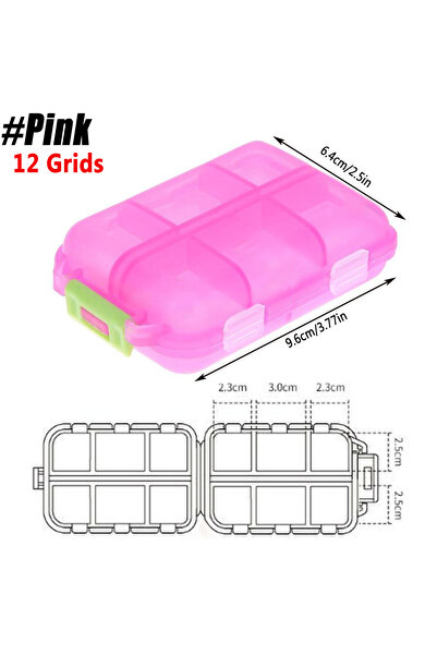 Choice4 12 Grids-Pink 1Pcs Pill Case Portable Small Weekly Travel Pill Organi...