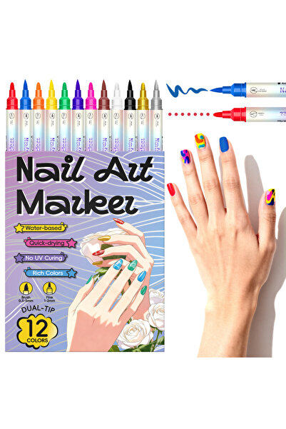 Choice 12 Colors Dual-Ended Nail Art Pens, Available in 12 or 24 Colors, with...