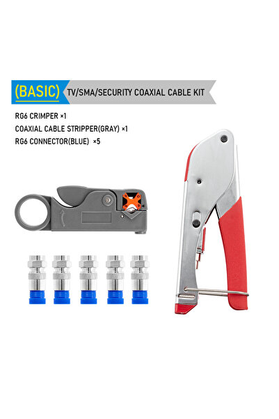 Choice1 Set A RG6 RG59 Coax Compression Crimper Kit with F Connectors & Coaxi...