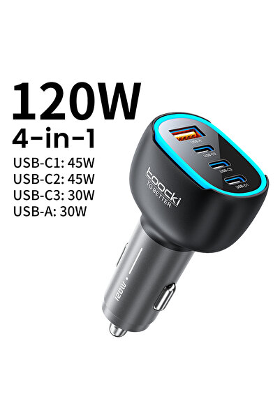 Choice1 شاحن سيارة صغير توكي 120 واط بتقنية Qi2.2 وUSB C PD PPS QC للشحن السر...