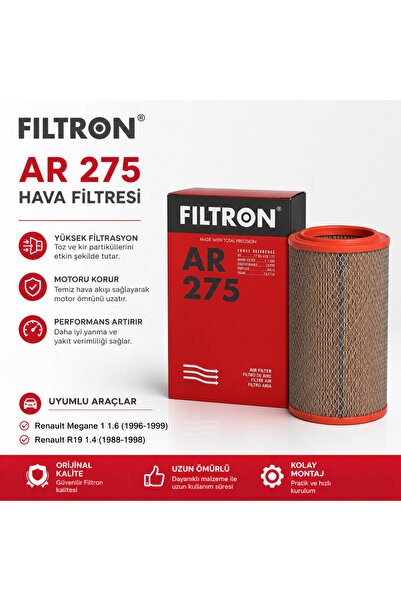 Filtron AR-275 Hava Filtresi Renault Megane 1 / R19 Uyumlu Motor Hava Filtresi