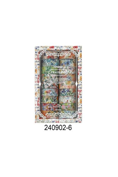 choice2 240902-6 18 لفة/علبة من شريط واشي الرقيق، بتصميم نقوش نباتات وزهور، م...