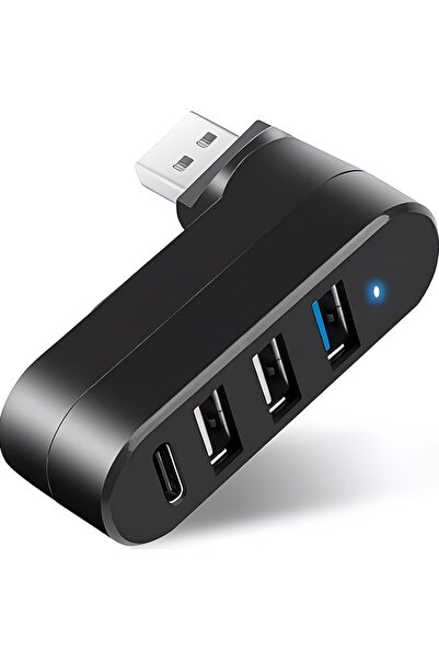 Choice موزع USB 3.0 أسود بـ 4 منافذ [90] ° , 180 °   موزع USB قابل للدوران، 3...