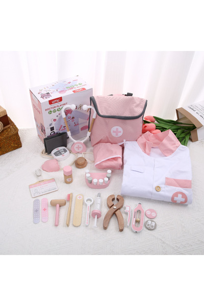 Choice1 Pink Doctor Children's wooden house, doctor's kit, simulation medical...