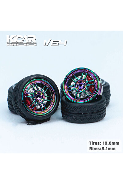 Choice1 XC-X8 Kicarmod 1/64 Model Car ABS Wheels Iridescent with Tire Brake D...