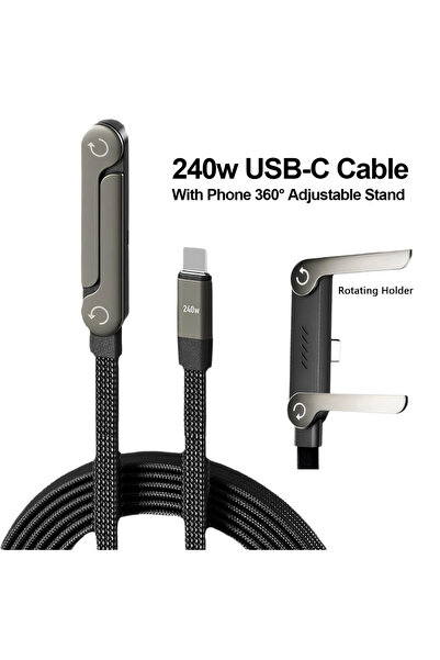 Choice1 كابل بيانات قابل للطي بقوة 240 واط من نوع USB C إلى USB C للشحن السري...