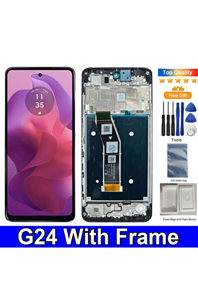 Choice1 شاشة عرض LCD مقاس 6.56 بوصة مع إطار لهاتف Moto G24 XT2423-1 مع لوحة ل...