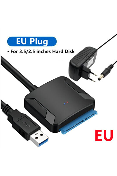 Choice EU Plug SATA to USB 3.0 Adapter Cable 12V Power Adapter Included SATA ...