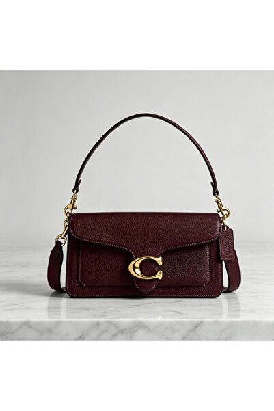 By Coach Tabby 26 Polished Pebble Leather Handle Shoulder Bag Handbag Message...