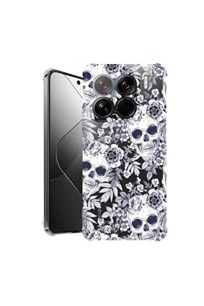 bestcase ¬Æ Husa pentru Xiaomi 15, Anti Shock 1.5MM, Skull Black And White, P...