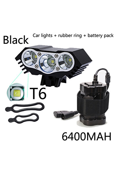 Choice1 مصباح أمامي للدراجة من نوع black-T6-6400mAh 3xT6 LED، كشاف أمامي للدر...
