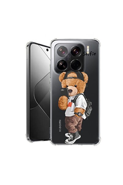 bestcase Калъф за Xiaomi 15 Pro, Удароустойчив 1.5ММ, Селфи плюшено мече, Защ...