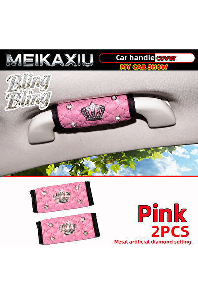 Choice Pink Women's Car Interior PU Soft Leather Handle Grips with Embedded D...