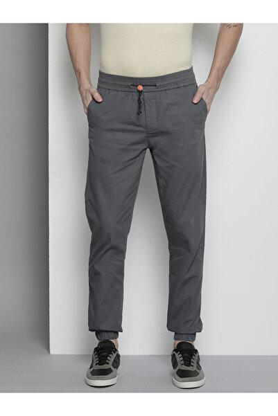 The Indian Garage Co By Styli Men Grey Slim Fit Solid Joggers
