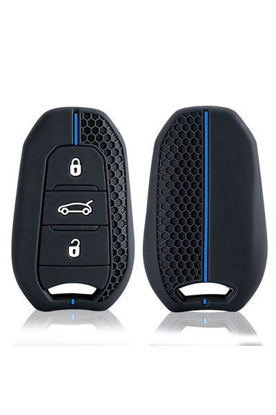 Choice1 Blue Line Silicone Car Key Case Cover Shell For Peugeot 2008 3008 400...
