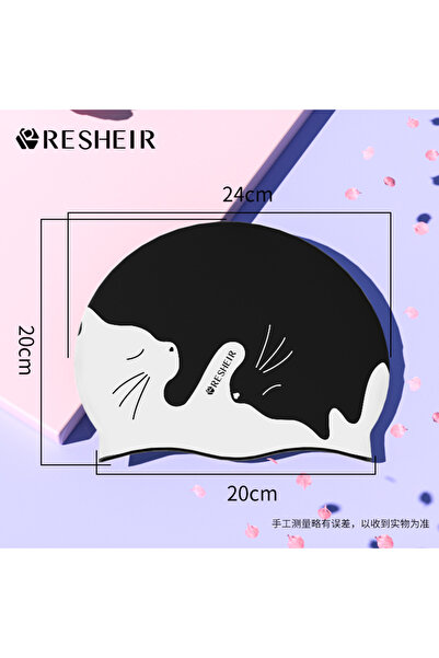 Choice1 7025-White Cat Cat Patterned Silicone Swimming Cap, Black and White f...