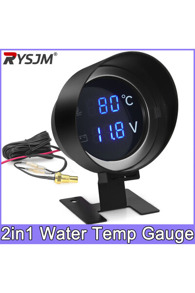 Choice Auto LCD Water Temperature & Voltmeter Gauge 2 in 1 Round Led Digital ...