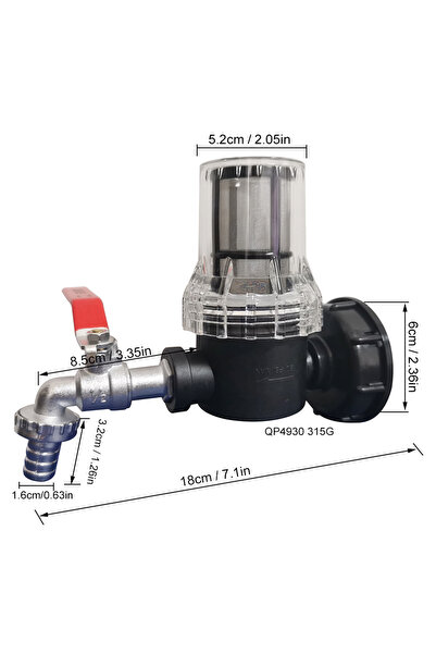 Choice Full DN15 QP4930 80 mesh filter 1000L ibc Tank Tap Adapter Nipple S60X...