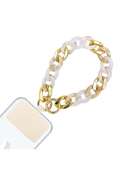 Sonique Βραχιόλι Λουράκι Golden Charm Ακρυλικό 30cm για Κινητό Μπεζ