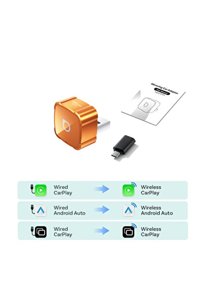 Choice محول OTTOCAST Mini Air لاسلكي USB برتقالي اللون لعرض شاشة iOS على السي...