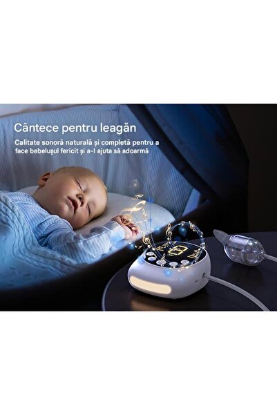 CerCip Aspirator nazal electric pentru bebeluși BC030, portabil, baterie de 2500 mAh, 9 nivele de aspirație, curățare rapidă, cântec de leagăn, lumină de veghe, putere 65-70 Kpa, reîncărcabil